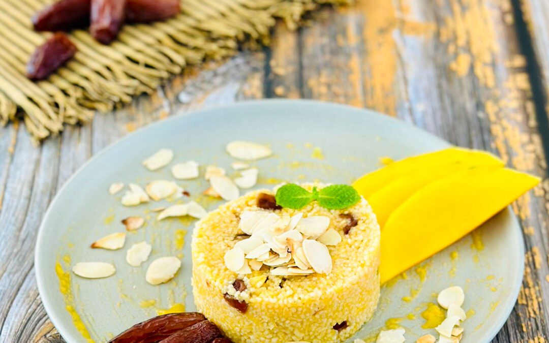 Mango Couscous mit Datteln und Mandeln