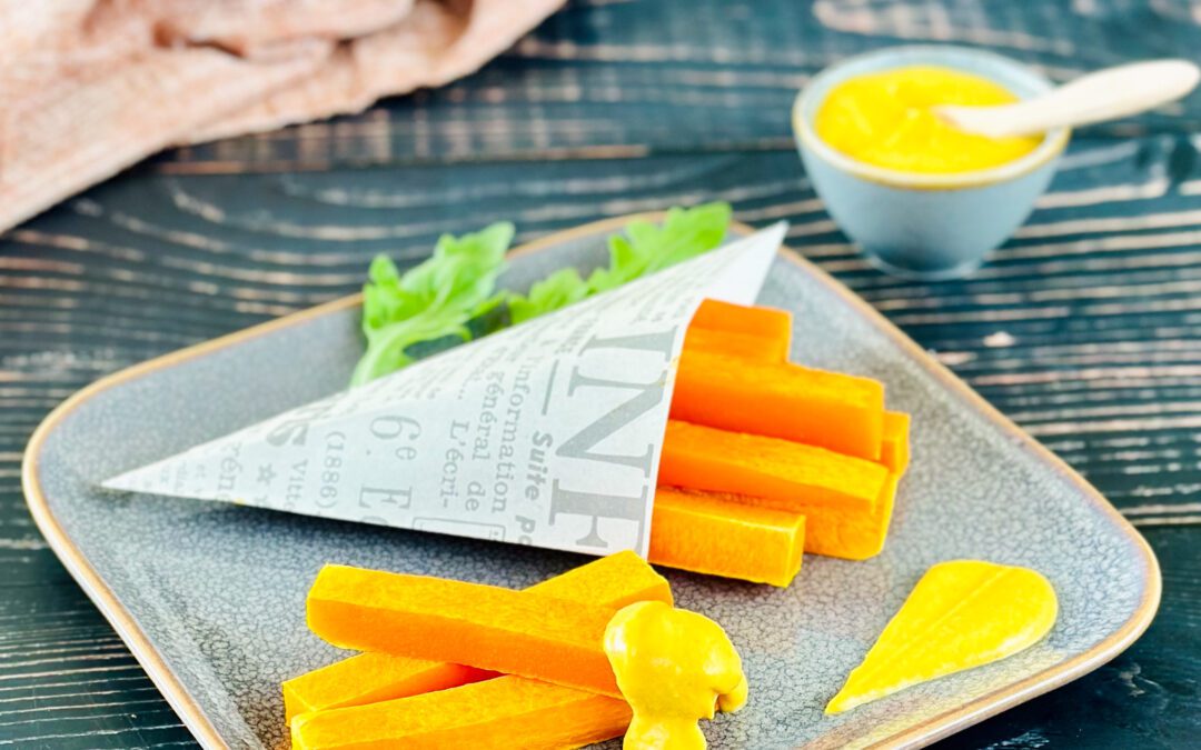 Kürbispommes mit Bananencurry Dip