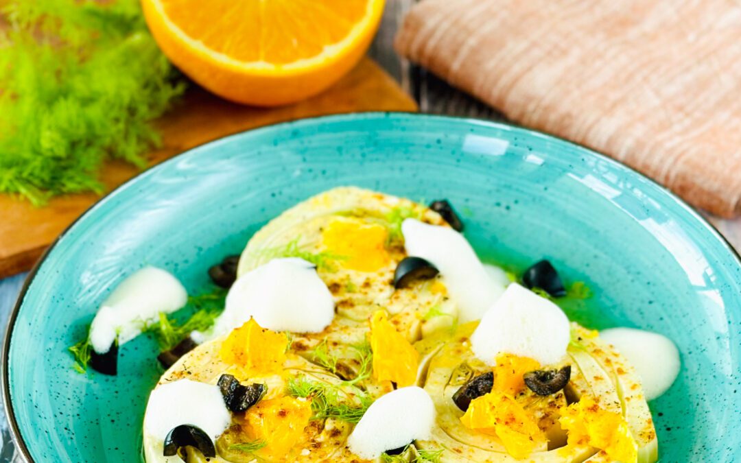 Orangen Fenchel Gemüse mit Orangenschaum