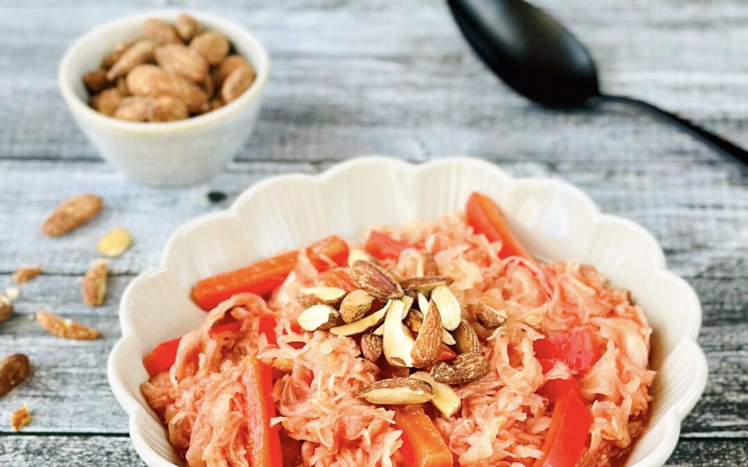 Paprika Tomaten Sauerkraut mit Rauchmandeln