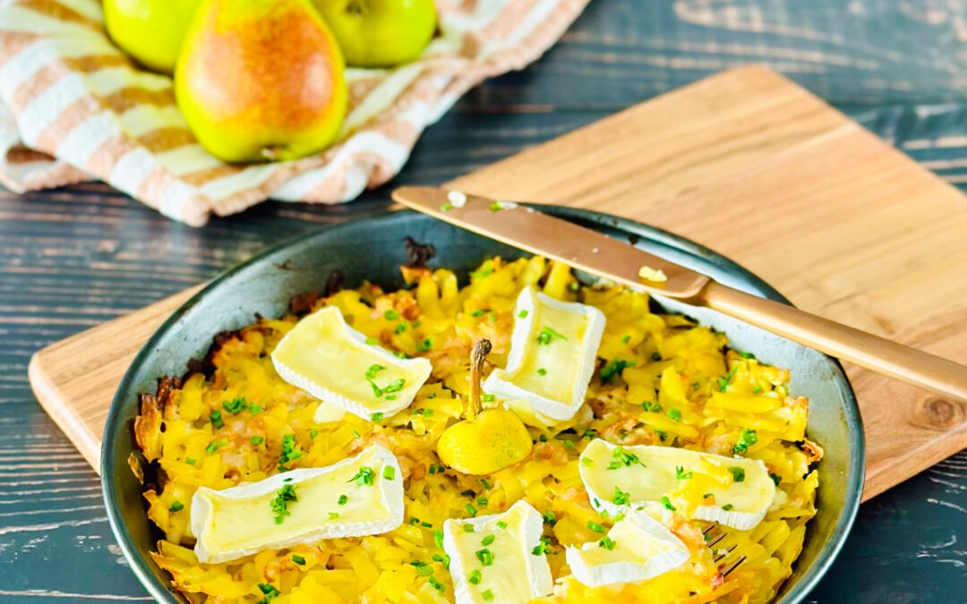 Ofen Rösti mit Birnen und Camembert
