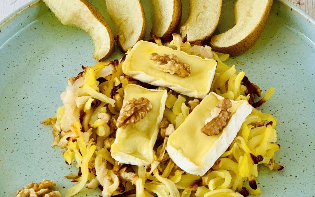 Ofen Rösti mit Birnen und Camembert