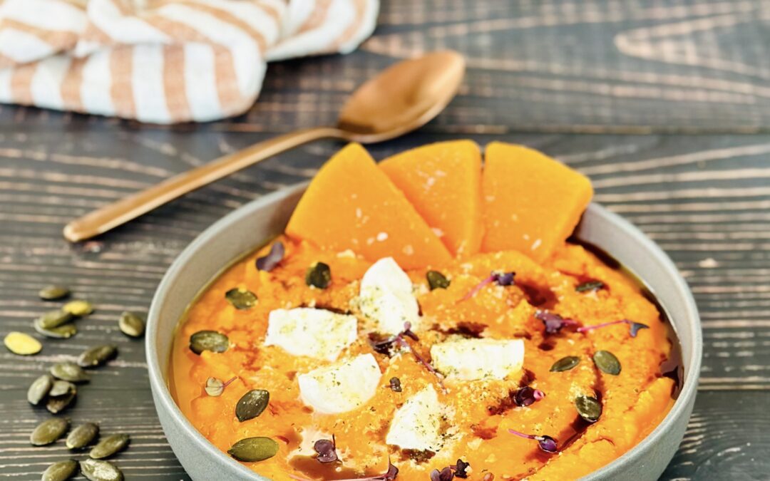 Kürbis Püree mit Burrata