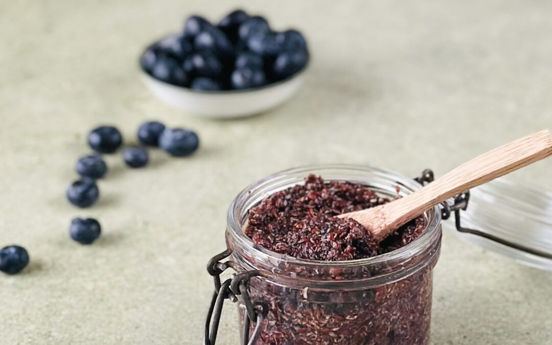 Heidelbeeren Leinsamen Pudding