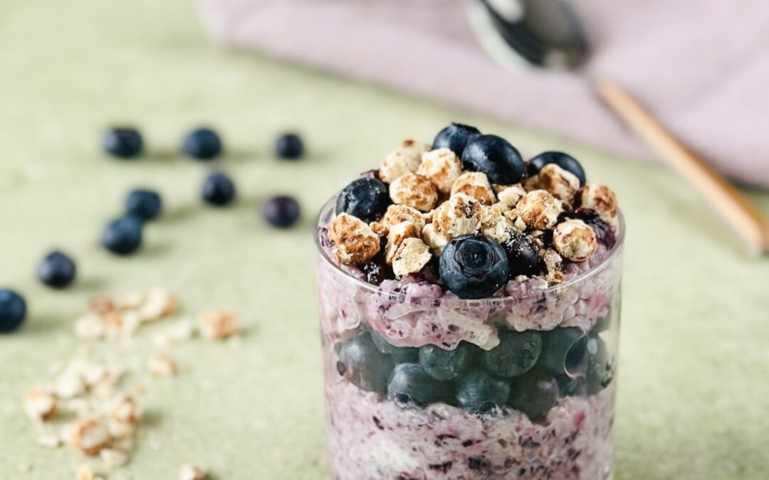 Erdmandel Blaubeeren Milchreis Trifle