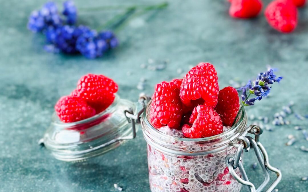 Lavendel Himbeer Chia Pudding