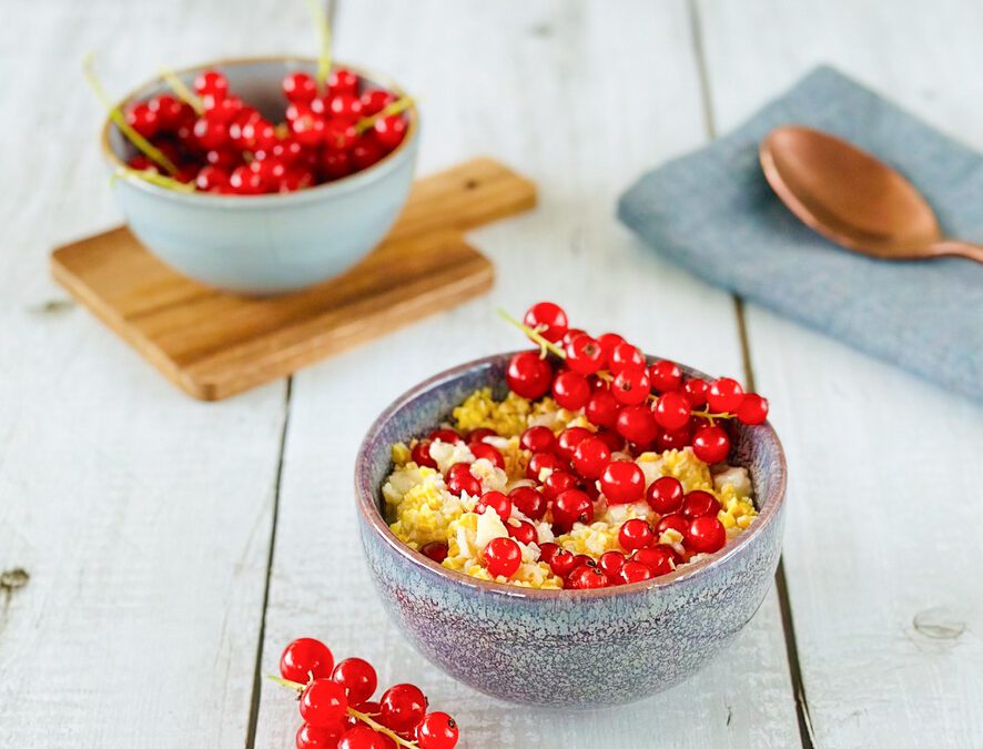 Hafer Lupinen Porridge mit Johannisbeeren