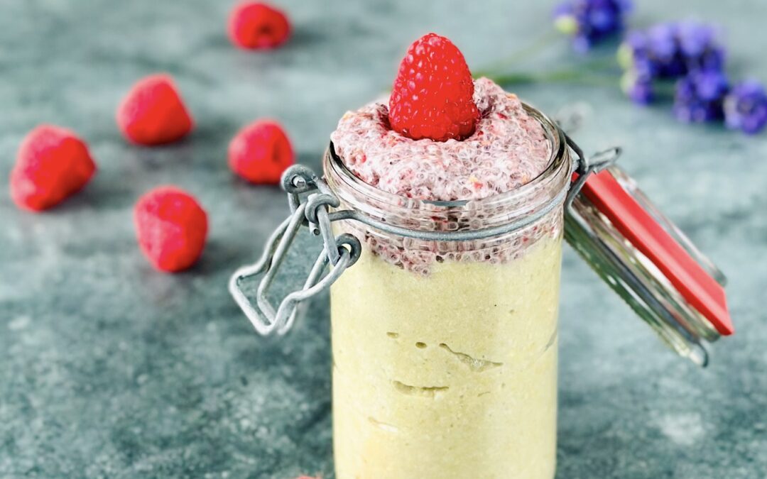 Kürbiskern Hirse Overnight mit Himbeer Chia Pudding